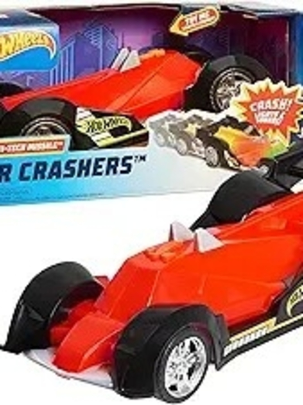 Hot Wheels Color Crashers Hi-Tech Missile Vehicle, 10-Inch Red Motorized Toy Car